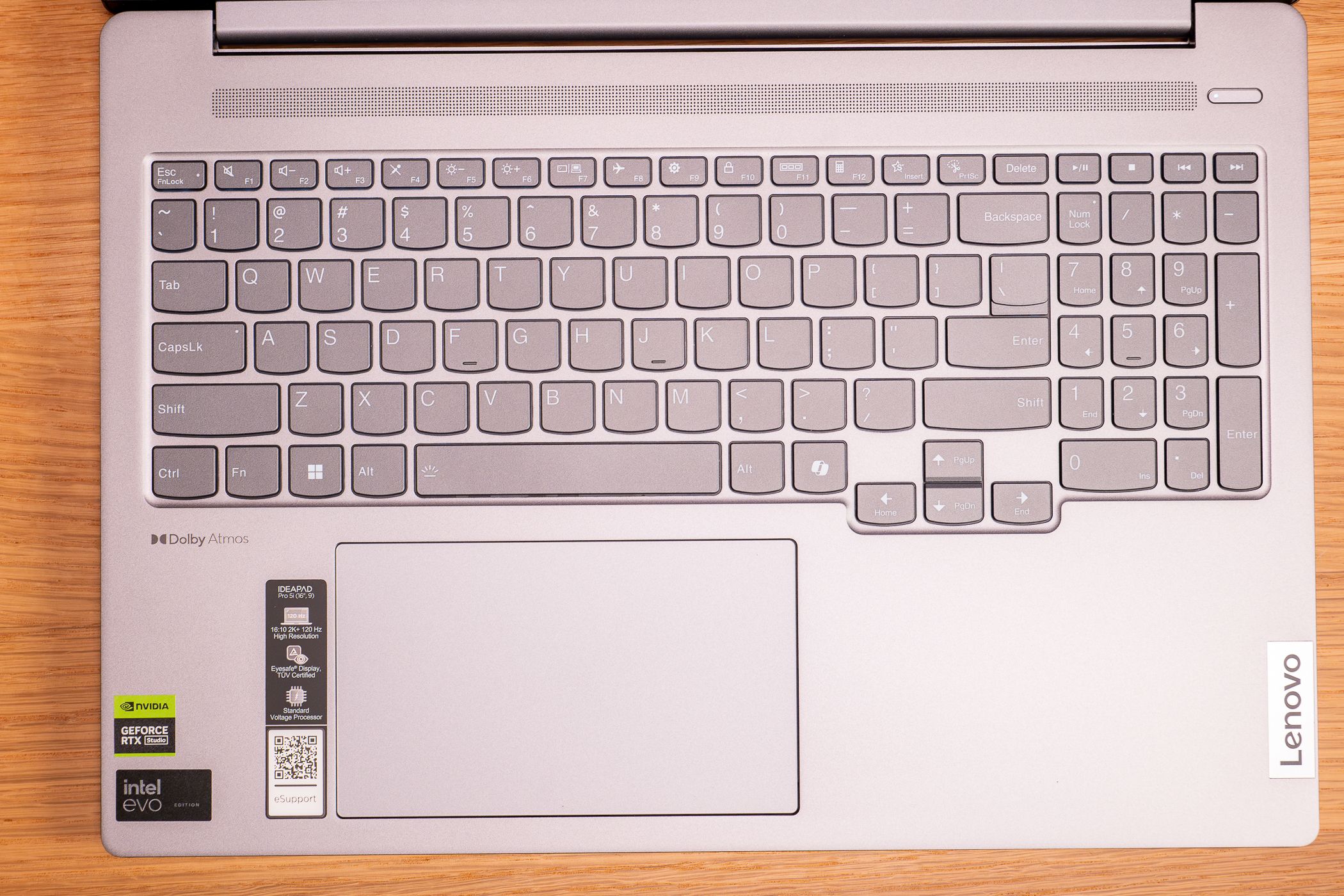 The Ideapad Pro keyboard and touchpad.