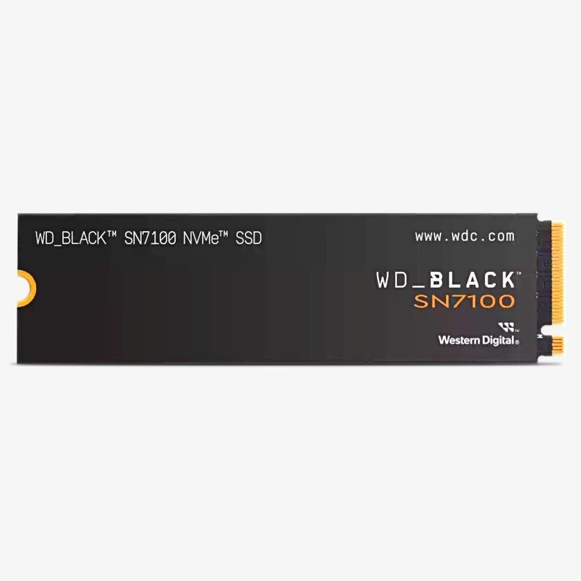 The wd black sn7100 nvme internal ssd showing the front