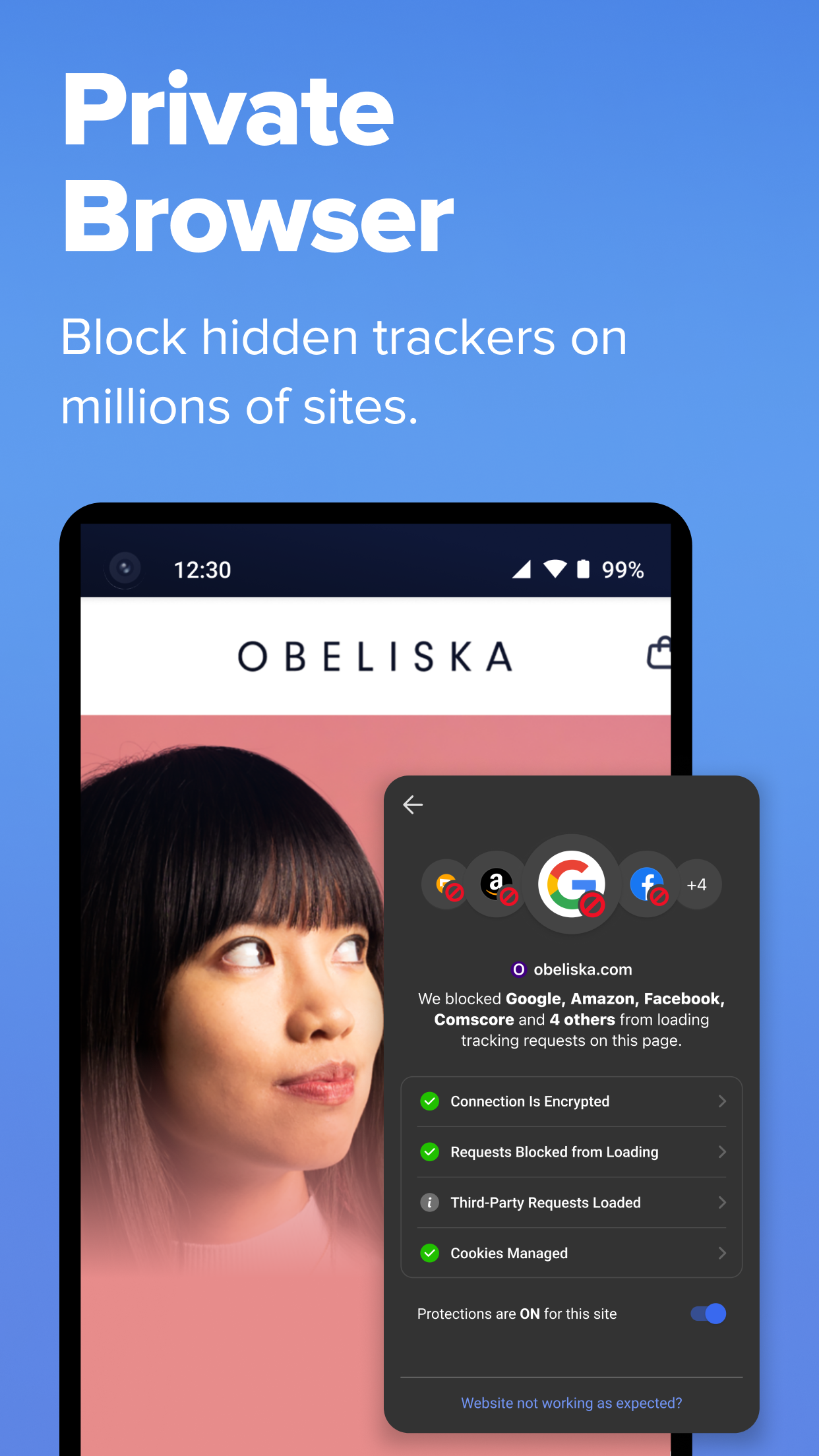 An ad for the DuckDuckGo Android app.