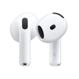 Close up of the AirPods 4 with ANC over white background.