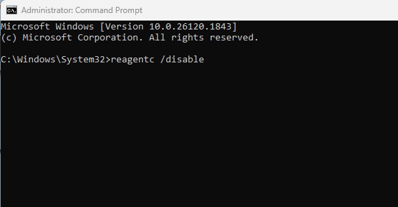 reagentc /disable