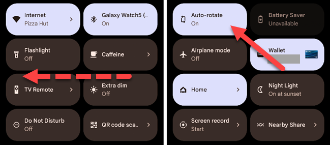 Tap the "Auto-Rotate" tile.