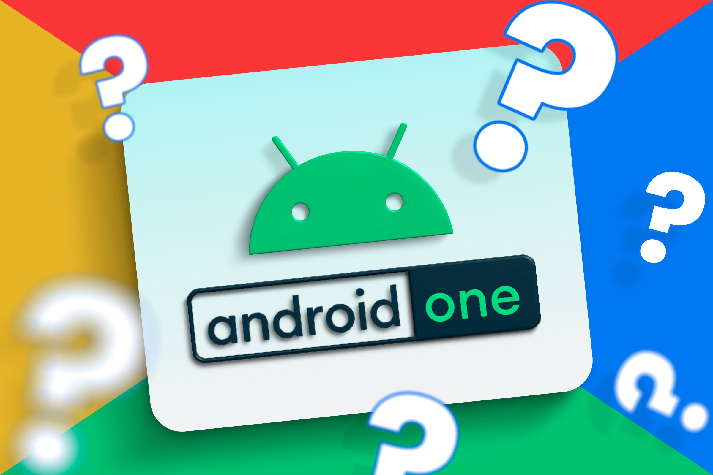 Android One logo with question marks around.