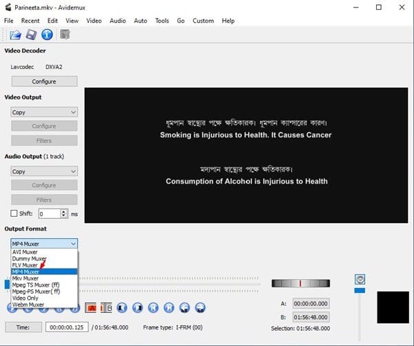 select the 'MP4 Muxer' option