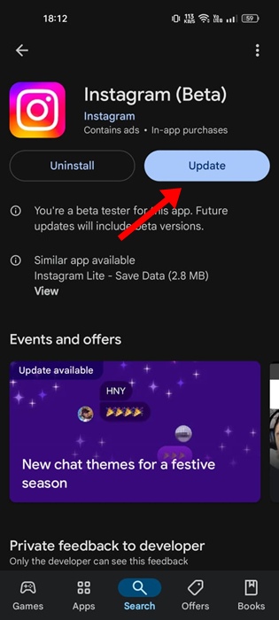 Update your Instagram App