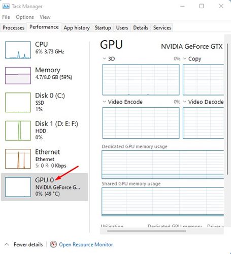 select the GPU unit