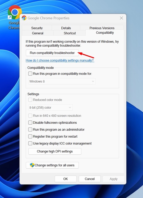 Run compatibility troubleshooter