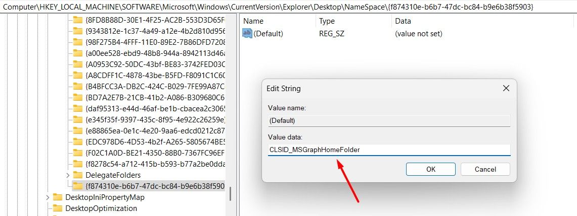 Default String in the Registry Editor.