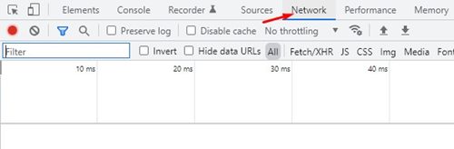switch to the Network tab