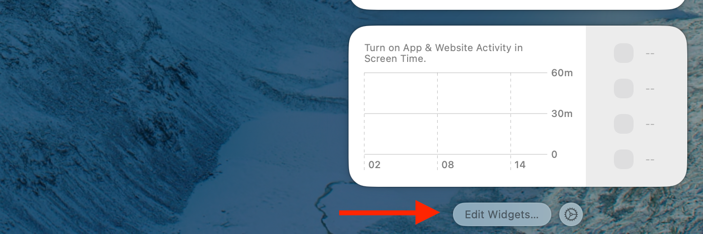 Edit Widgets button in Notification Center on a Mac.