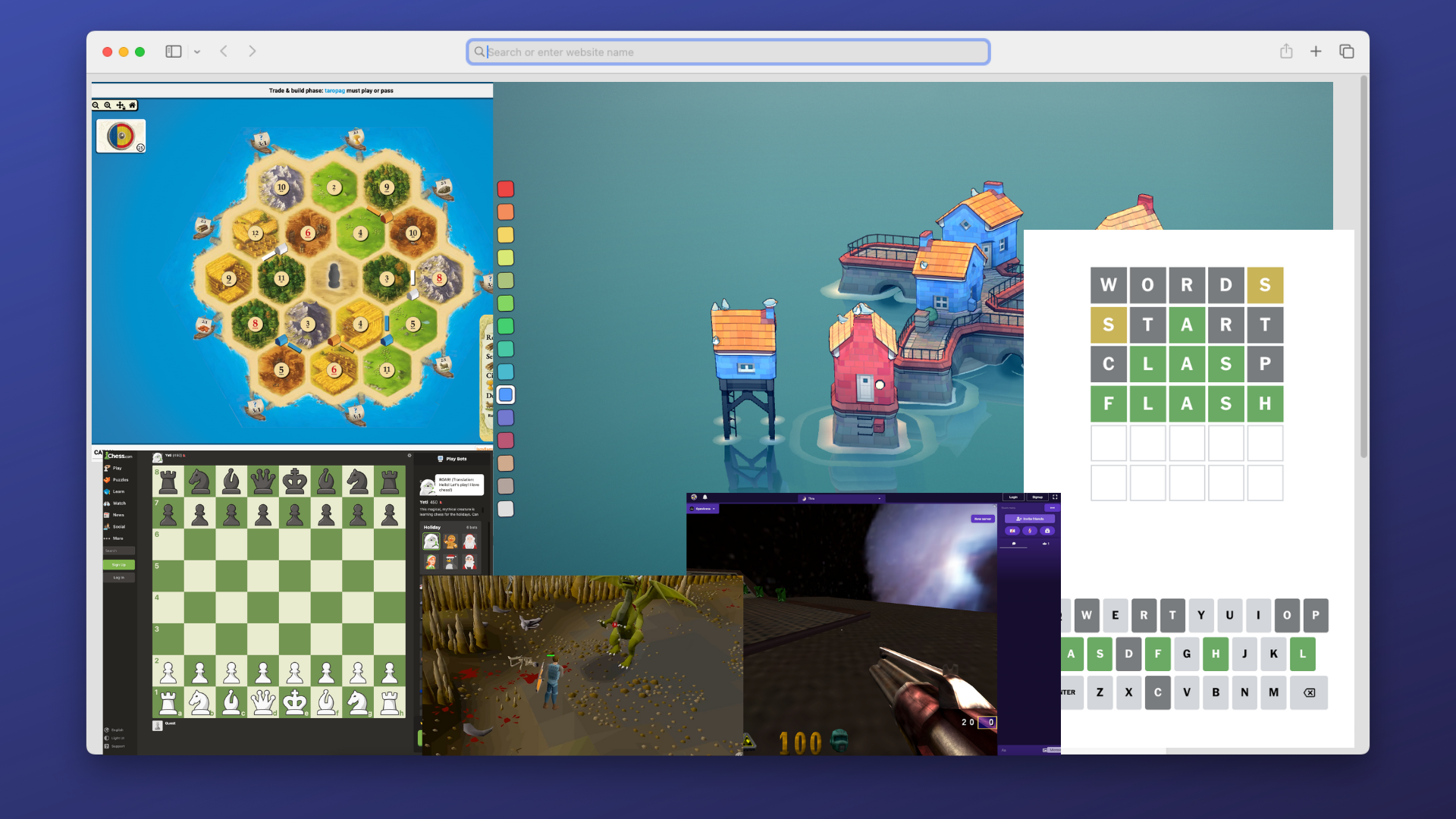 Games running in a browser window.