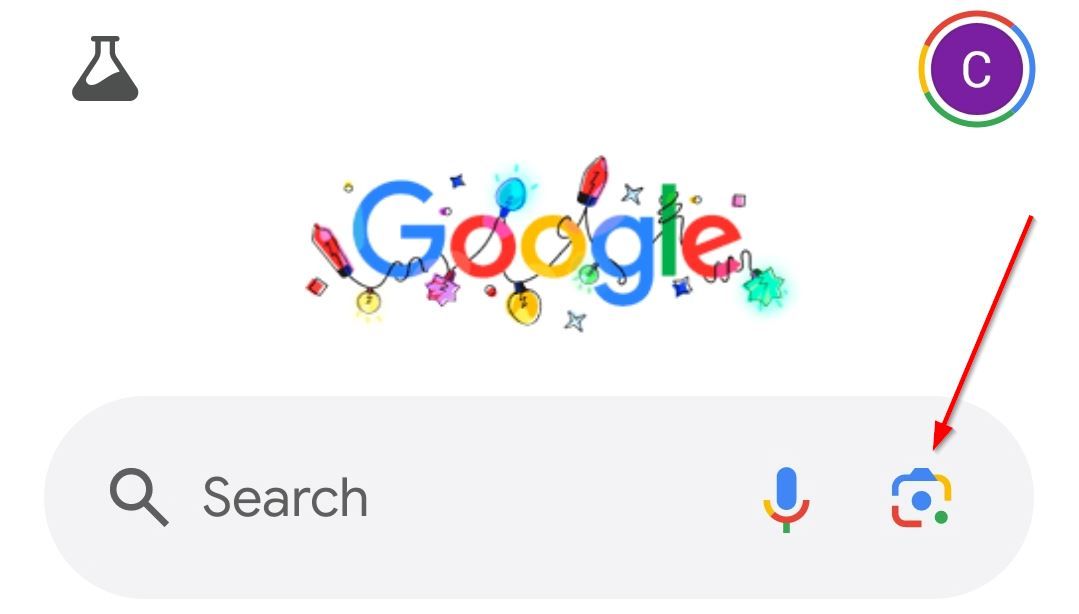 The Google Lens Icon in the Search bar