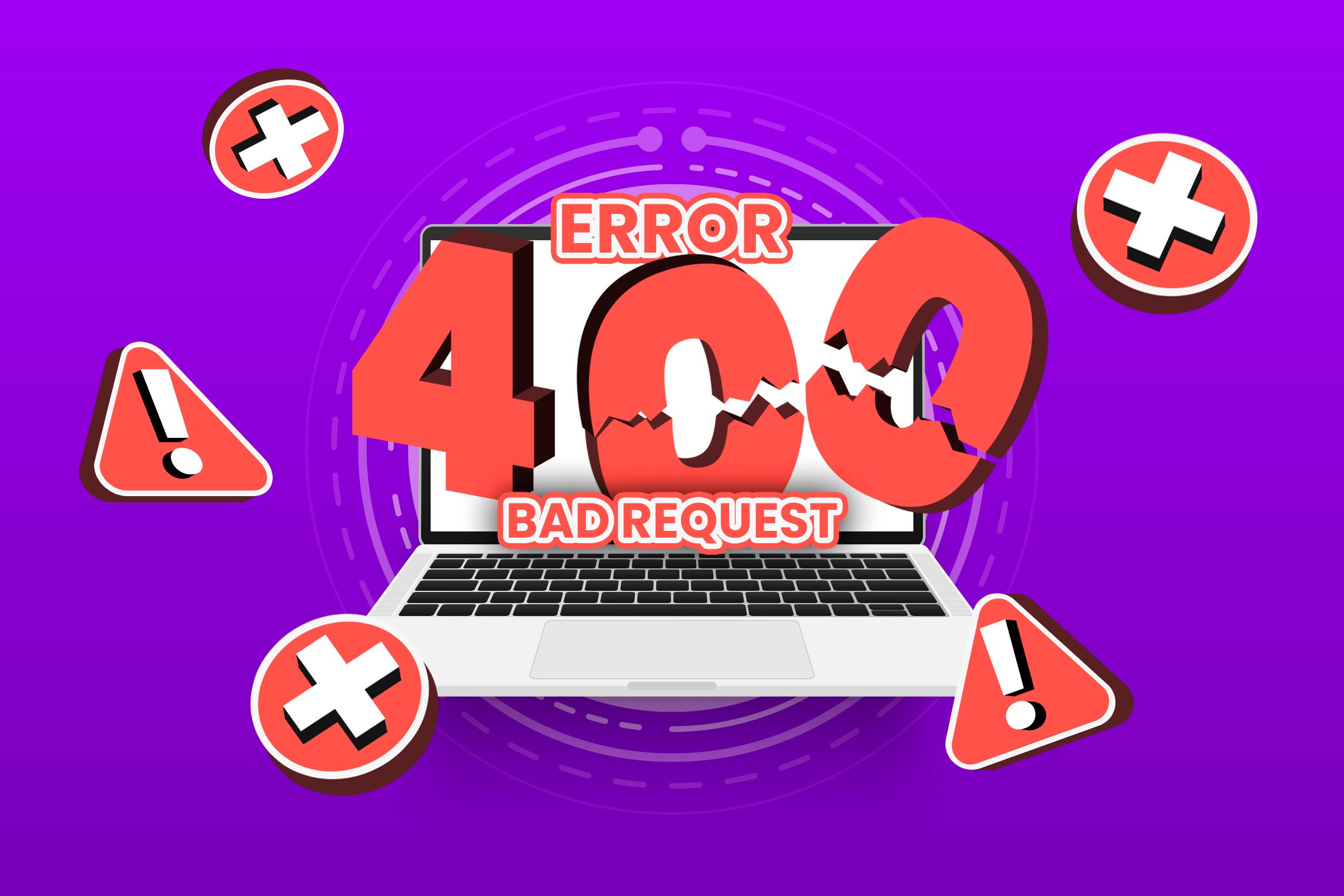 Illustration of a laptop displaying error 400.