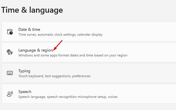 Language & region