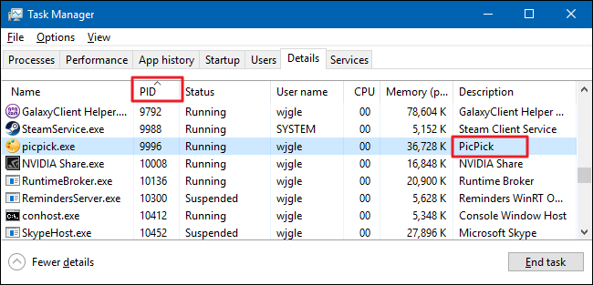 Sort by Process ID (PID), then find the associated application.