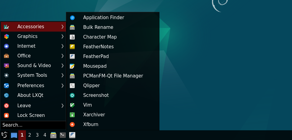 LXQt appllications menu