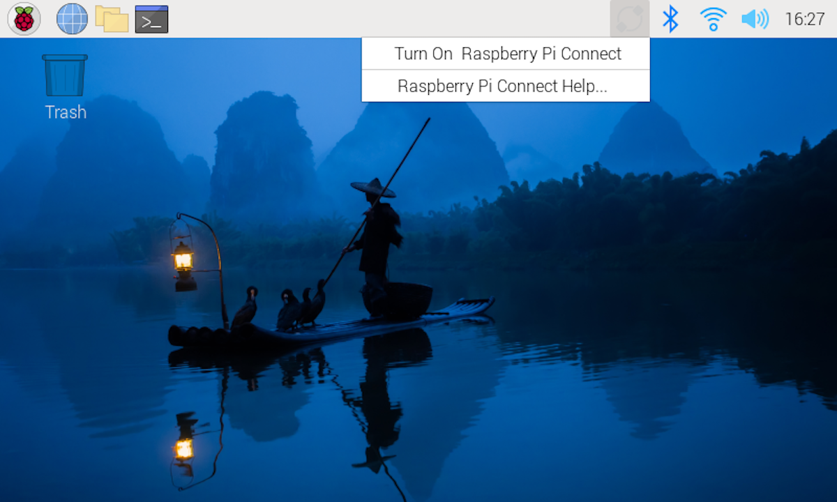 The location of the menu to turn on Raspberry Pi Connect in Raspberry Pi OS.