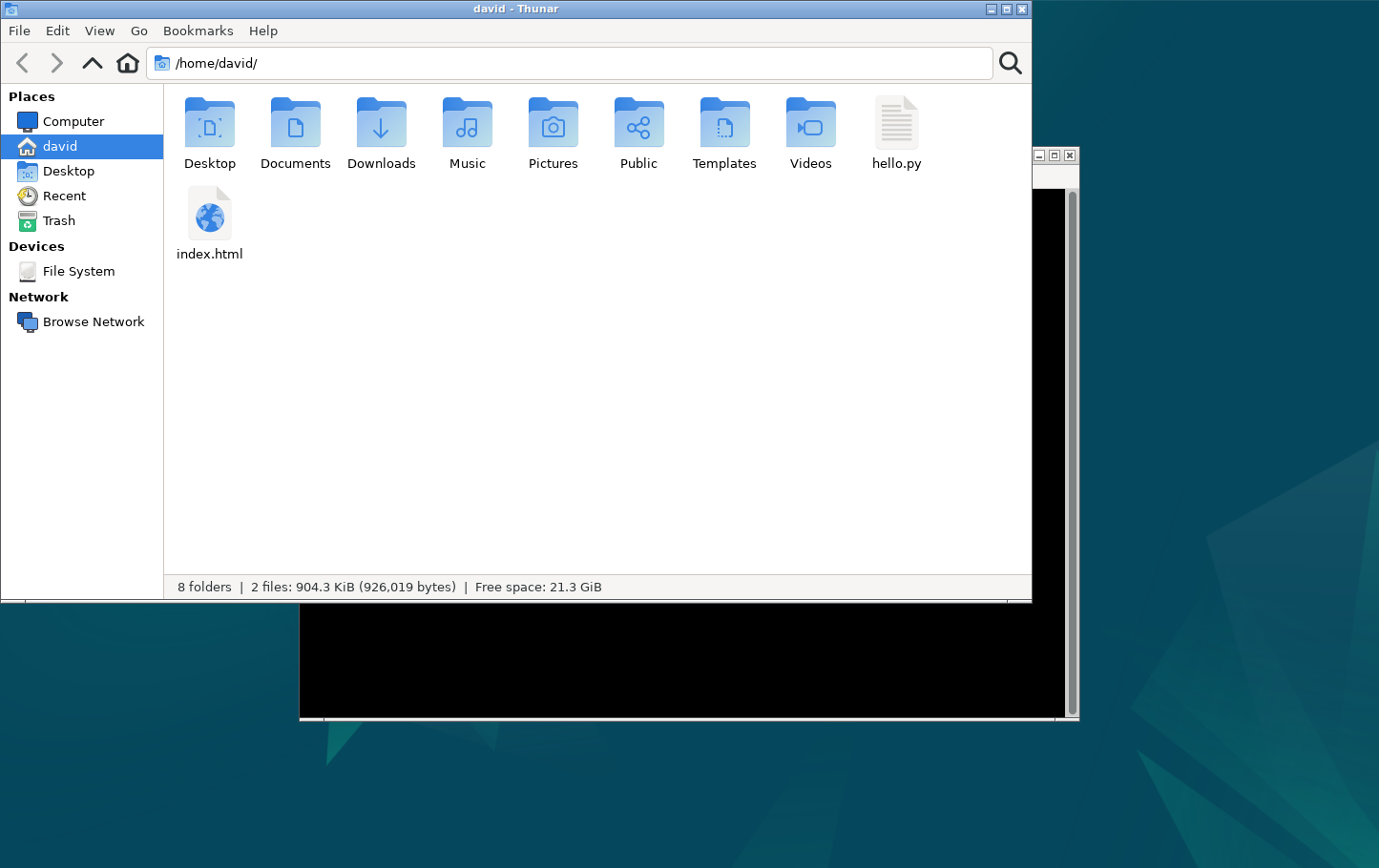 Openbox showing overlapping file manager and terminal windows.