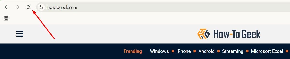 The refresh button in Chrome's address bar.