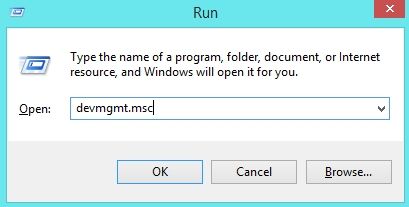 Search for 'devmgmt.msc' on the RUN Dialog box