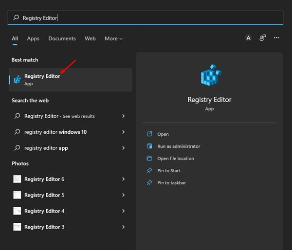 open the Registry Editor app