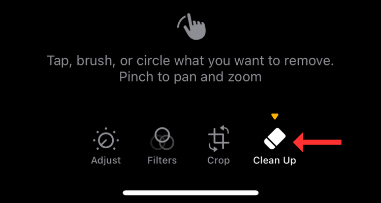 Screenshot of the Clean Up button at the bottom of the Photos app interface.