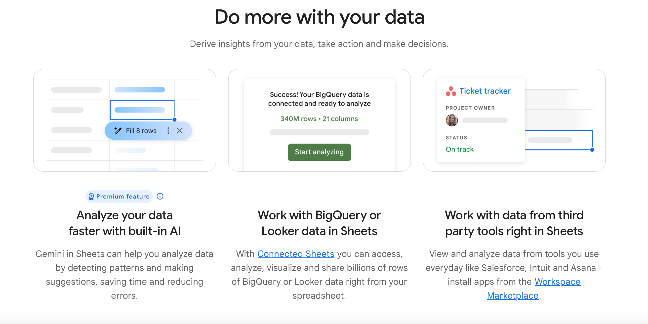 Google Sheets features.