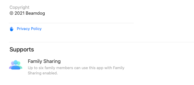 Screenshot of the Apple Family Sharing support icon in the Mac App Store.