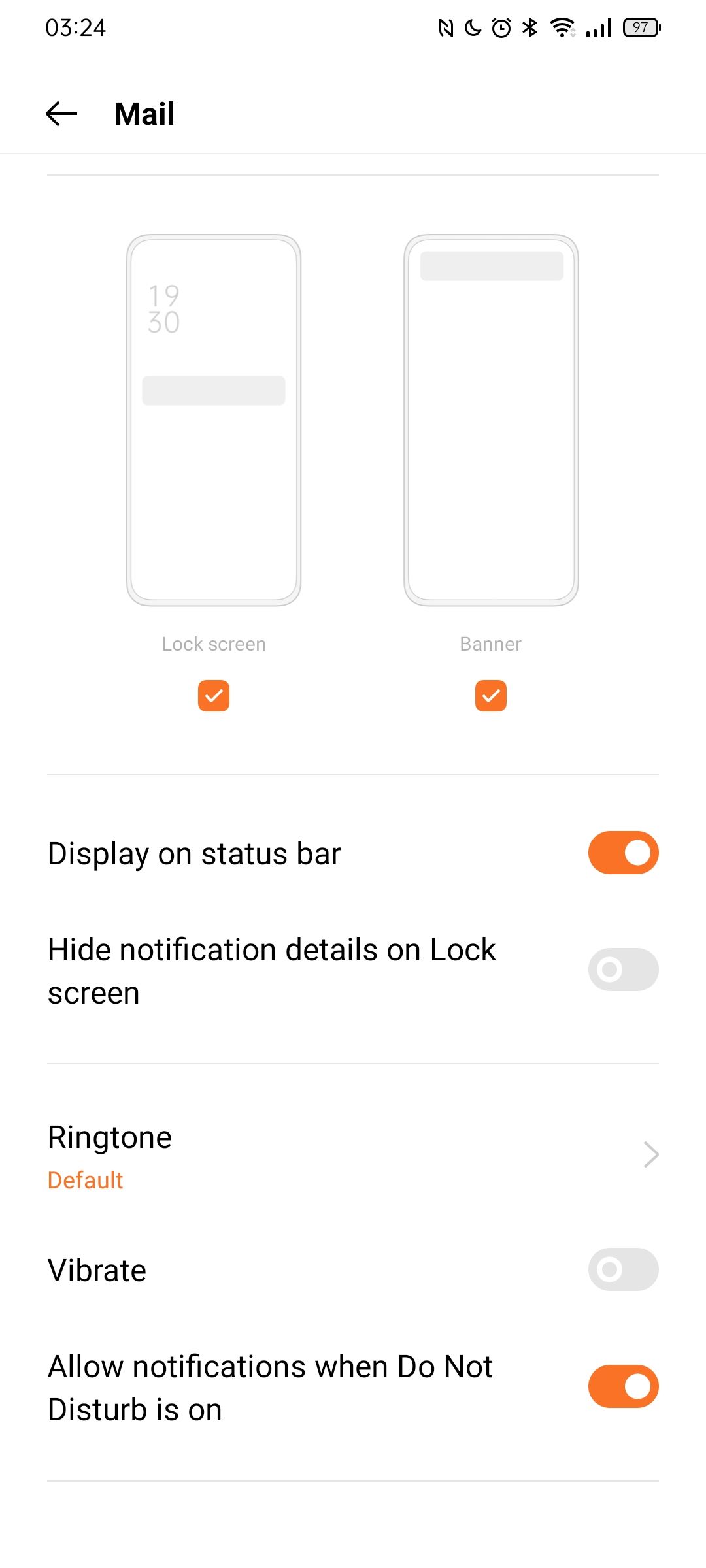 The Android notifications settings for the Gmail app.