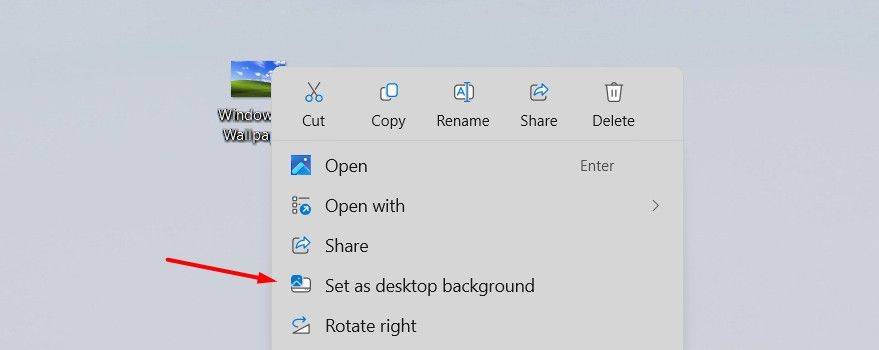 Set as Desktop Background option in Context menu.