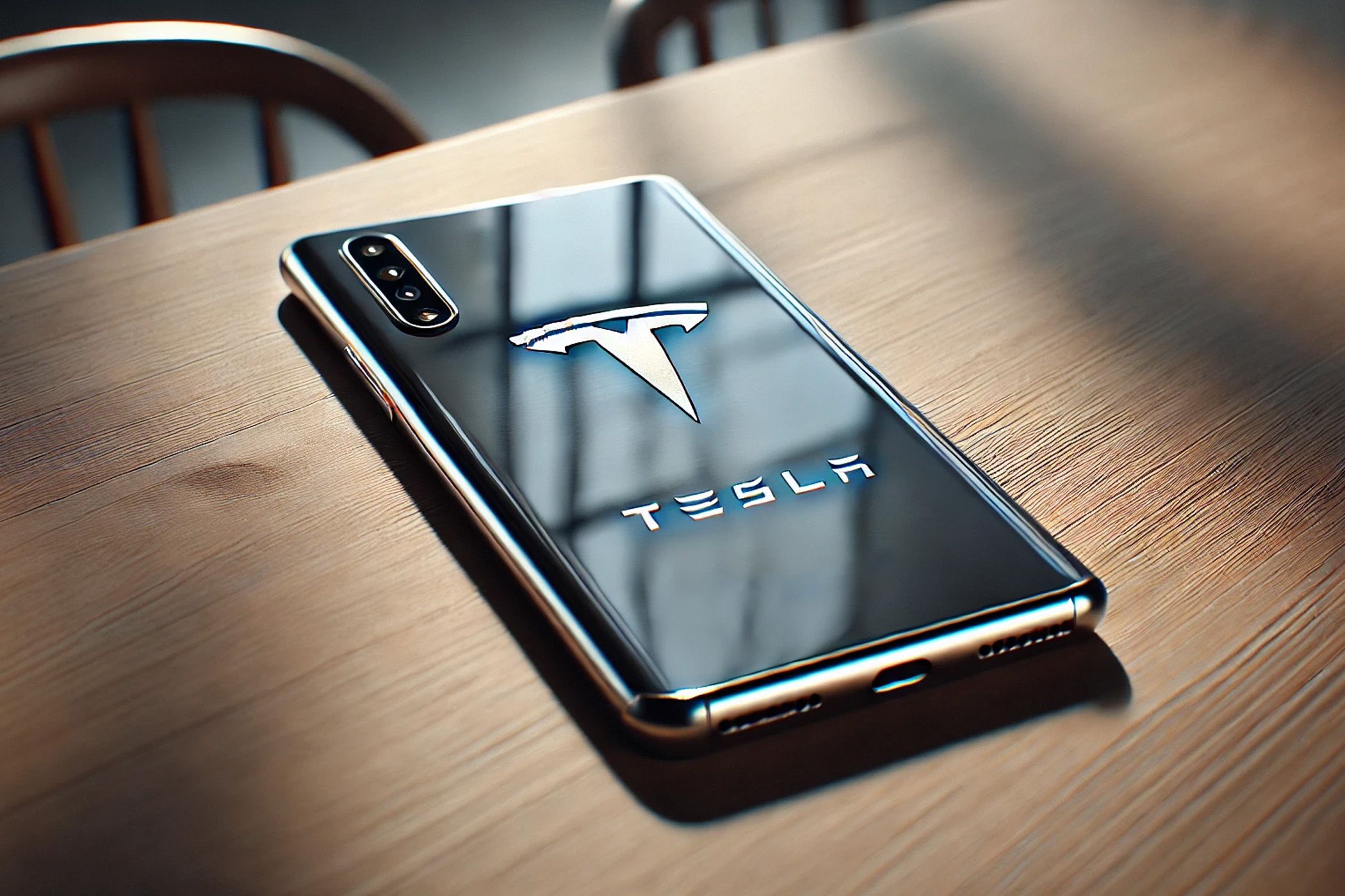 Mockup of a Tesla smartphone.