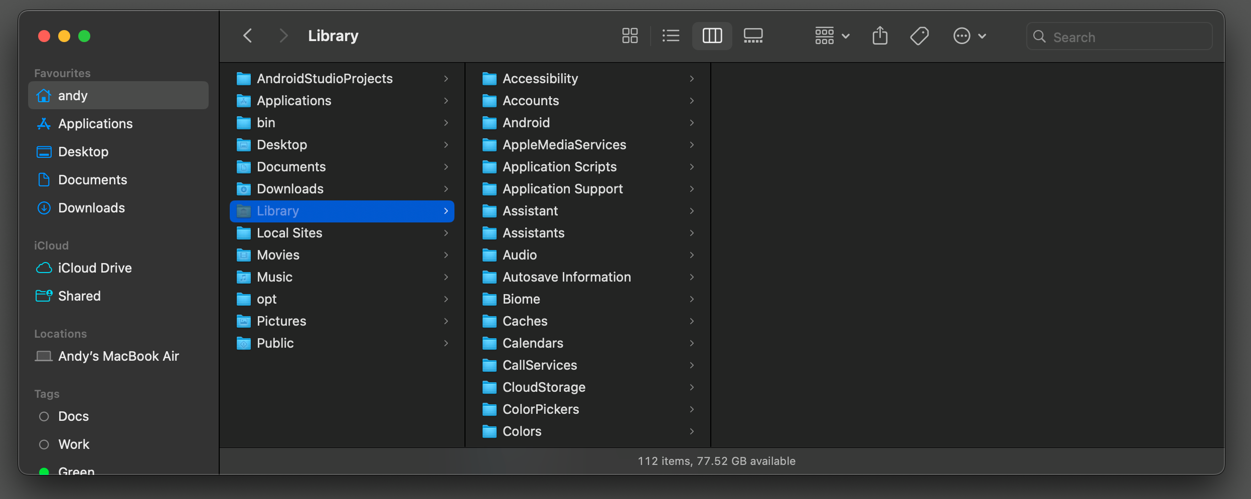 The User Library folder in macOS.