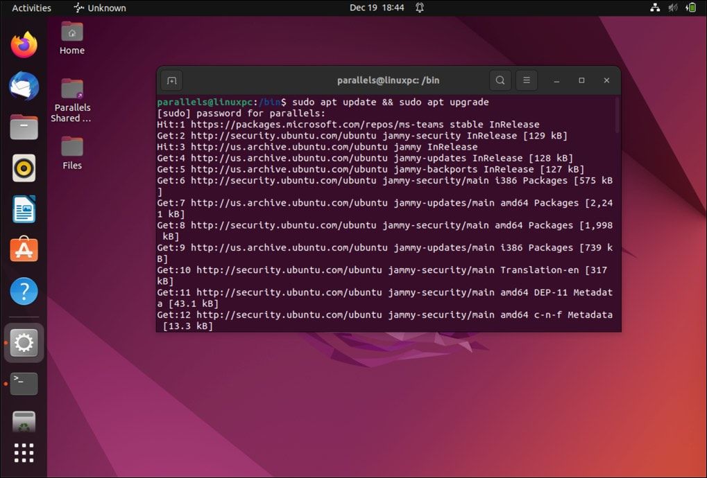 Run sudo apt update && sudo apt upgrade in the Ubuntu terminal to keep your system updated.