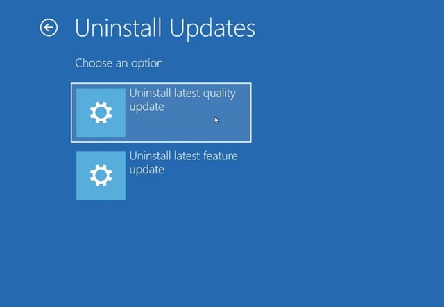 Uninstall the latest quality updates