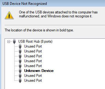 Expand 'Universal Serial Bus Controller' and check for error symbol