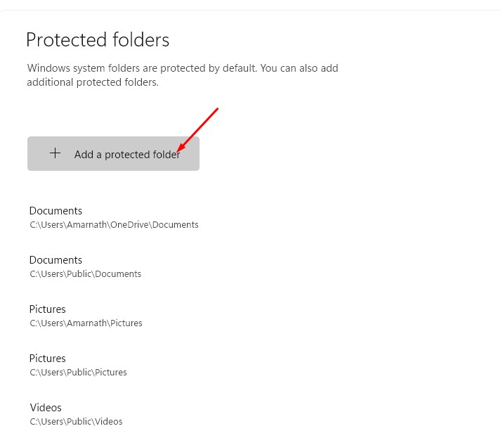 Add a protected folder