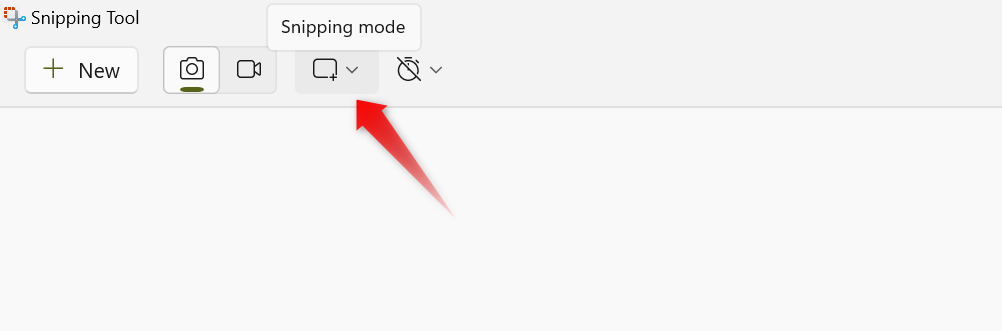 Opening the snipping mode menu to select a snipping mode in the Snipping Tool on Windows.