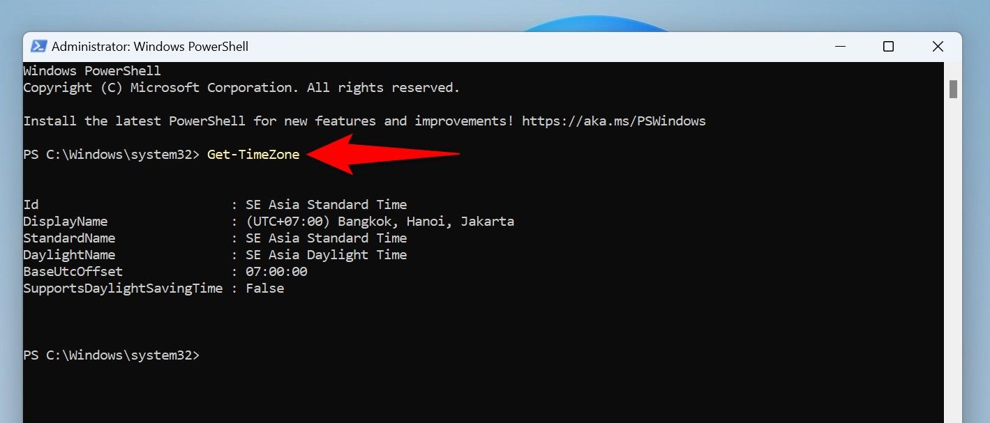 The cmdlet to retrieve the current time zone typed in PowerShell.