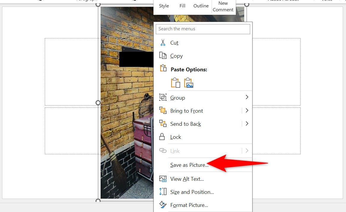 "Save as Picture" highlighted in PowerPoint.