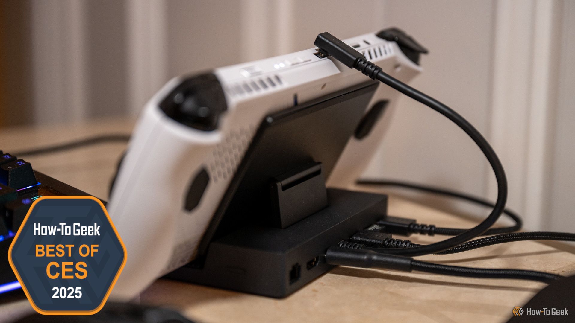 Ports on the back of the Razer Handheld Dock Chroma.