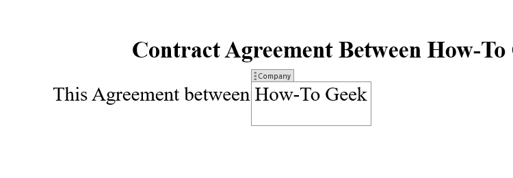 A duplicated company document property field in a Microsoft Word document.