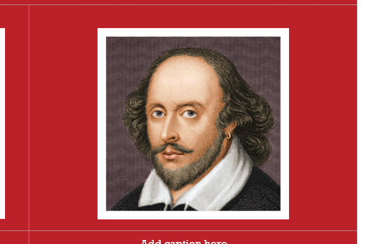 A picture of William Shakespeare added to a cell in a table within a Word template.