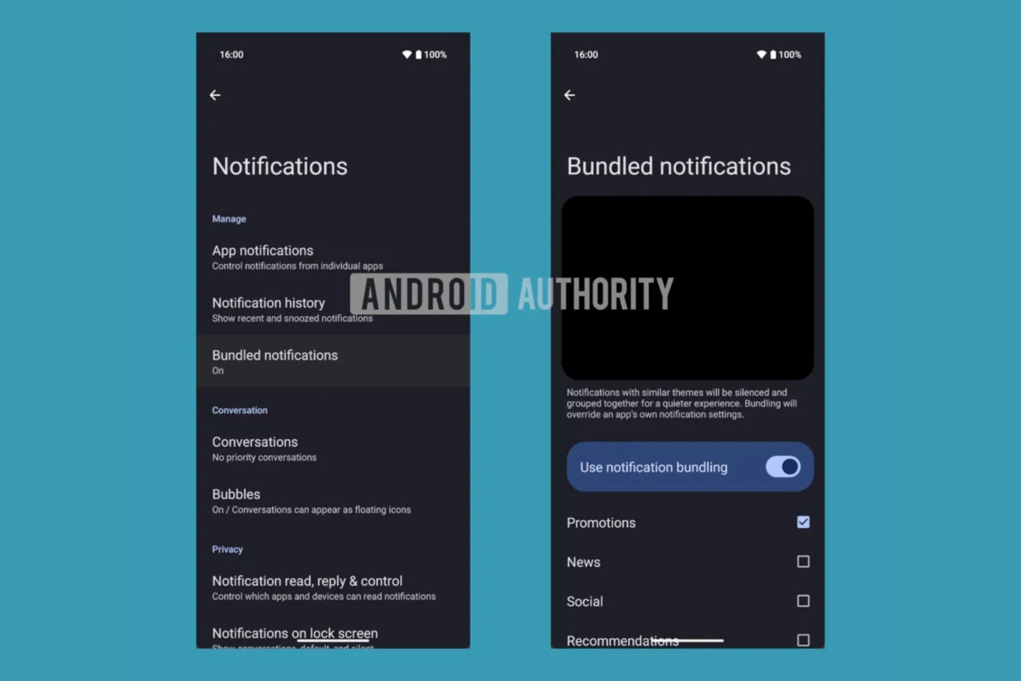 An image of Android's bundled notifications settings