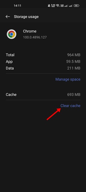 Clear cache