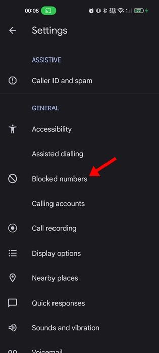 blocked numbers