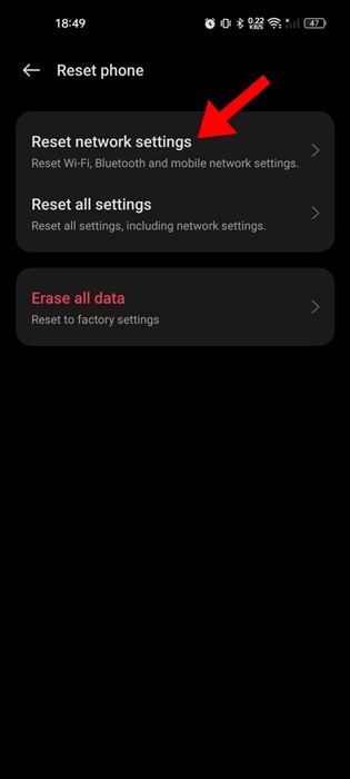 Reset Network Settings