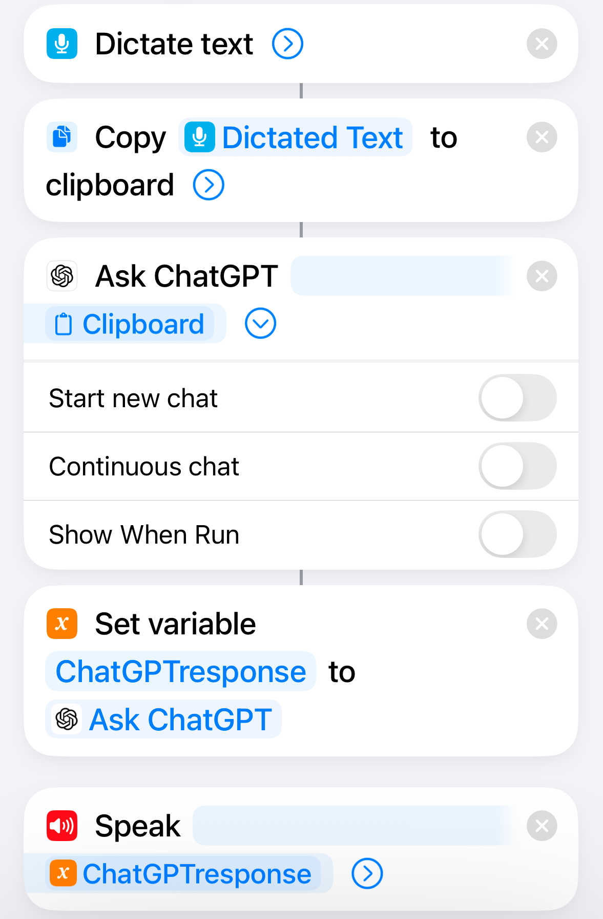 Completed ChatGPT shortcut.