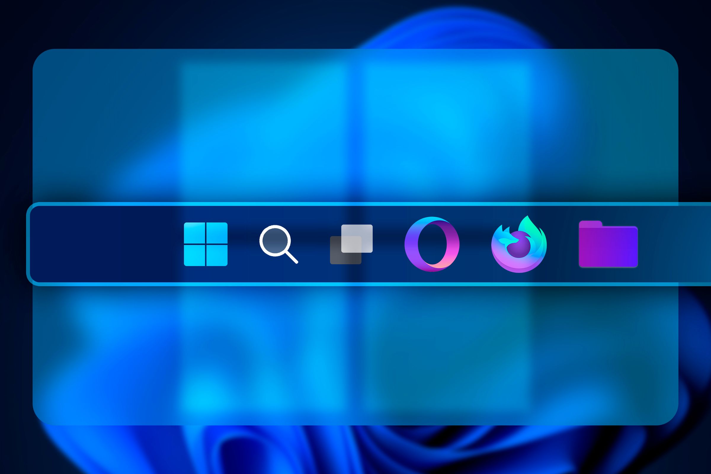 Customized Windows 11 taskbar.