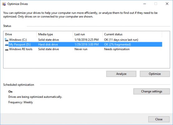 percentage of fragmented files