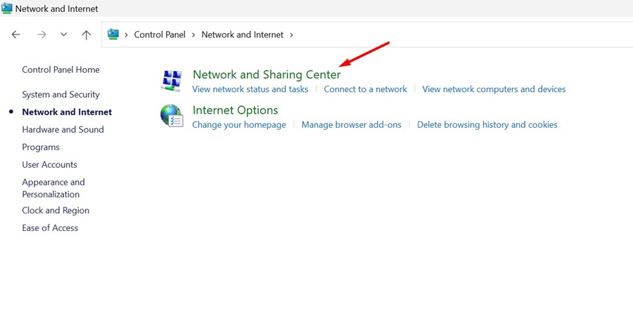 Network and Sharing Center